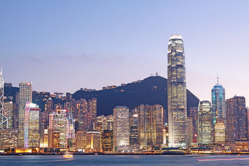 Image showing Magic hour of Victoria harbour, Hong Kong 