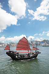 Image showing Hong Kong junk boat 