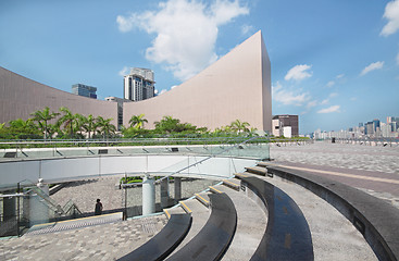 Image showing Architecture structure of Hong Kong Cultural Centre over blue sk