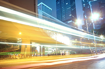 Image showing Urban night traffics view in dusk