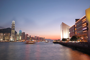 Image showing Magic hour of Victoria harbour, Hong Kong 