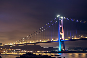 Image showing Tsing Ma Bridge in Hong Kong at night