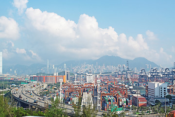 Image showing highway and container terminals in Hong Kong