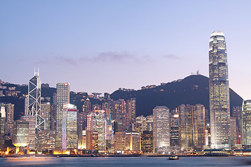 Image showing Magic hour of Victoria harbour, Hong Kong 