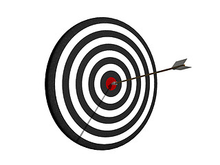 Image showing Dartboard with arrow