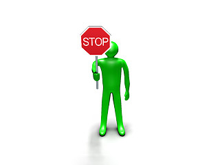 Image showing Person with Stop sign