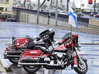 Image showing motorcycles to marine flag