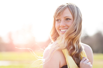 Image showing Beautiful Caucasian woman outdoor