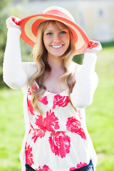 Image showing Beautiful Caucasian woman outdoor