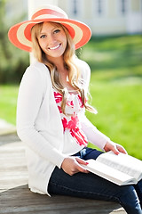 Image showing Beautiful Caucasian woman outdoor