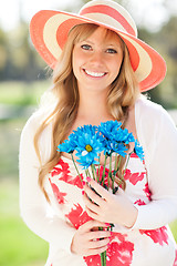 Image showing Beautiful Caucasian woman outdoor