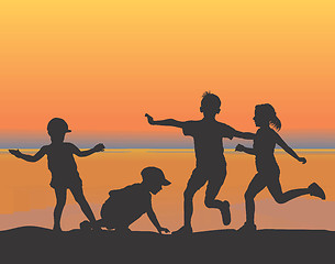 Image showing Children on the beach