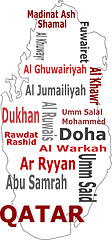 Image showing qatar map words cloud with larger cities