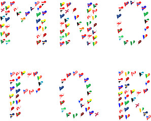 Image showing Alphabet letters made of flags in heart