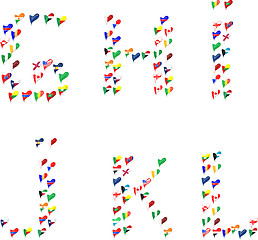Image showing Alphabet letters made of flags in heart
