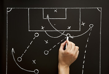 Image showing Man drawing a soccer game strategy