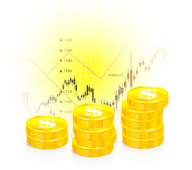 Image showing Vector illustration of business graph with coins