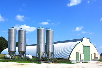 Image showing shed and silos