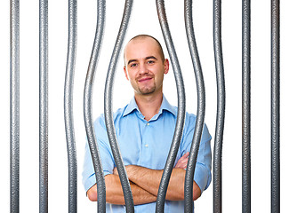 Image showing confident man try to escape