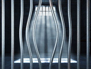 Image showing prison 3d and bended metal bar