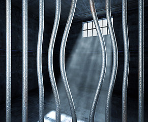 Image showing prison 3d and bended metal bar