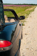 Image showing Green cabrio on the road