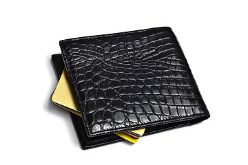 Image showing Black wallet with Credit cards