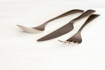 Image showing Fork, knife and spoon 