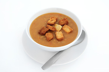 Image showing Lentil Soup and Croutons