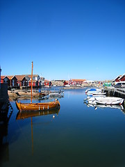 Image showing Ships at the harbour in Smögen, Swedish western coast