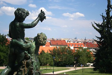 Image showing Boy statues overlooking Prague