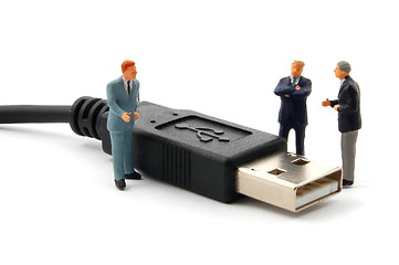 Image showing business man and usb connector