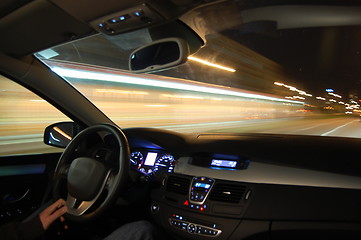 Image showing car in motion at night