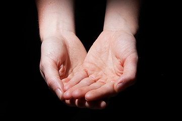 Image showing empty hands on black