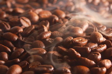 Image showing coffee beans with steam