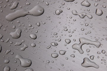 Image showing water drops on metal surface