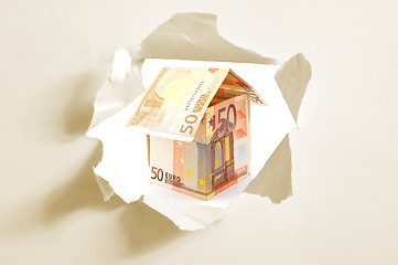 Image showing euro money house and paper hole