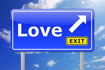 Image showing blue road sign with word love