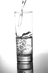 Image showing glass of pouring water with reflection