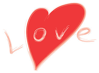 Image showing word Love and red stylized heart