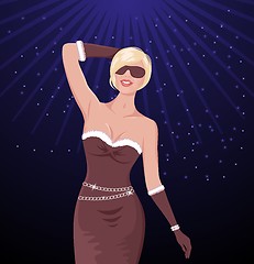 Image showing Illustration of sexy christmas dance girl on disco party