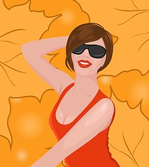 Image showing pretty girl on autumn background