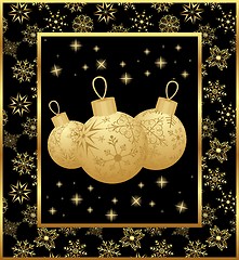 Image showing cute Christmas card with gold balls