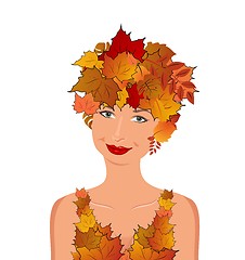 Image showing elegant autumn girl with leaves