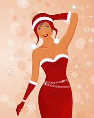 Image showing sexy christmas girl in santa suit