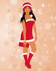 Image showing fashion christmas girl in santa suit