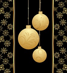 Image showing cute Christmas card with gold balls