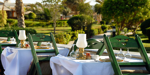 Image showing Dinner table in restaurant