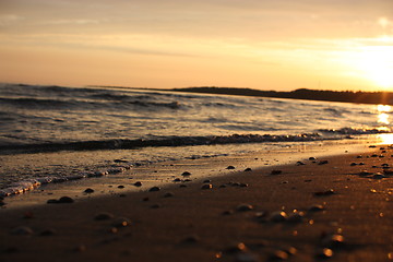 Image showing Sunset on tylø beach