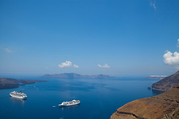 Image showing Cruise ships in Santorini, Greece